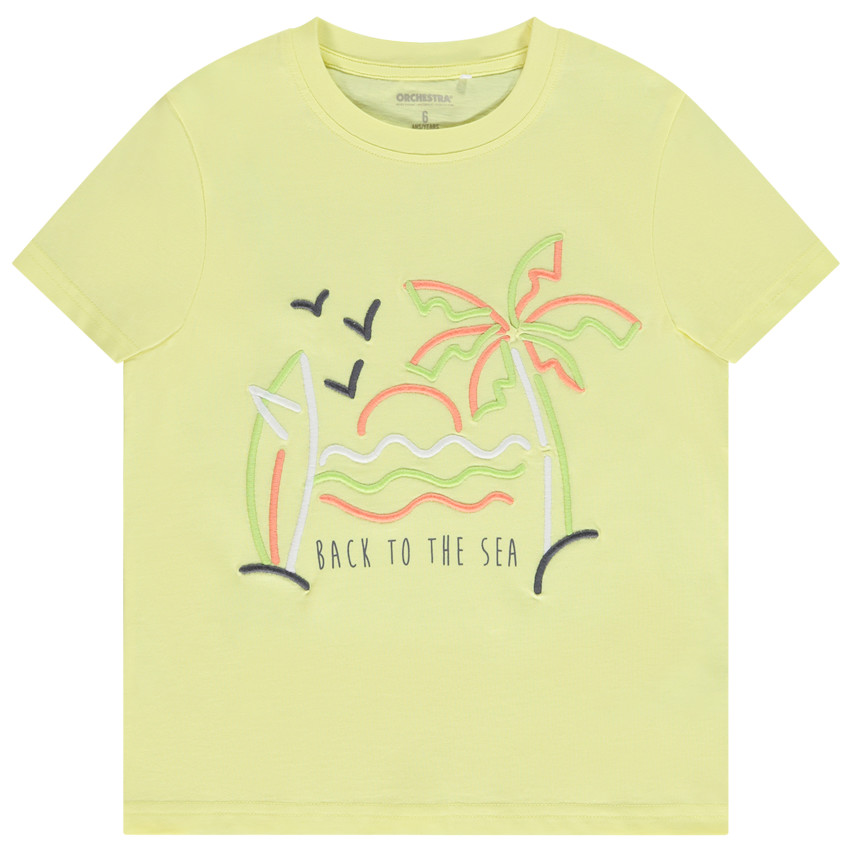 Camiseta manga corta con bordados 3D para niño 