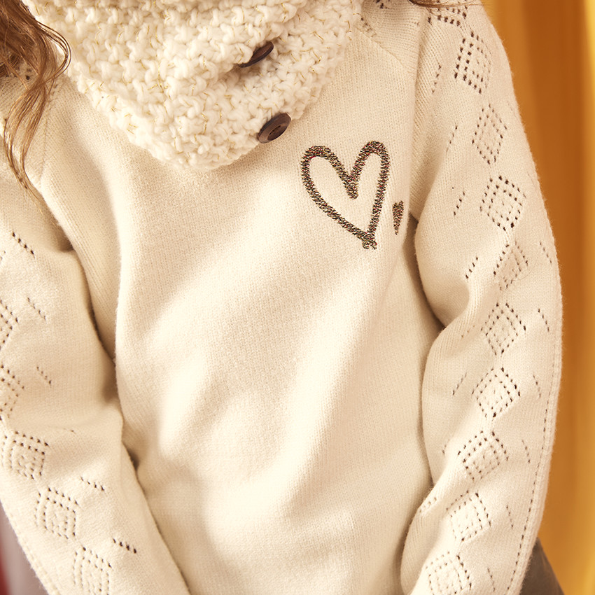 Suéter de punto con bordado para niña 