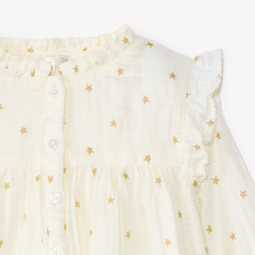 Túnica de manga larga con estampado de estrellas con purpurina para bebé niña 