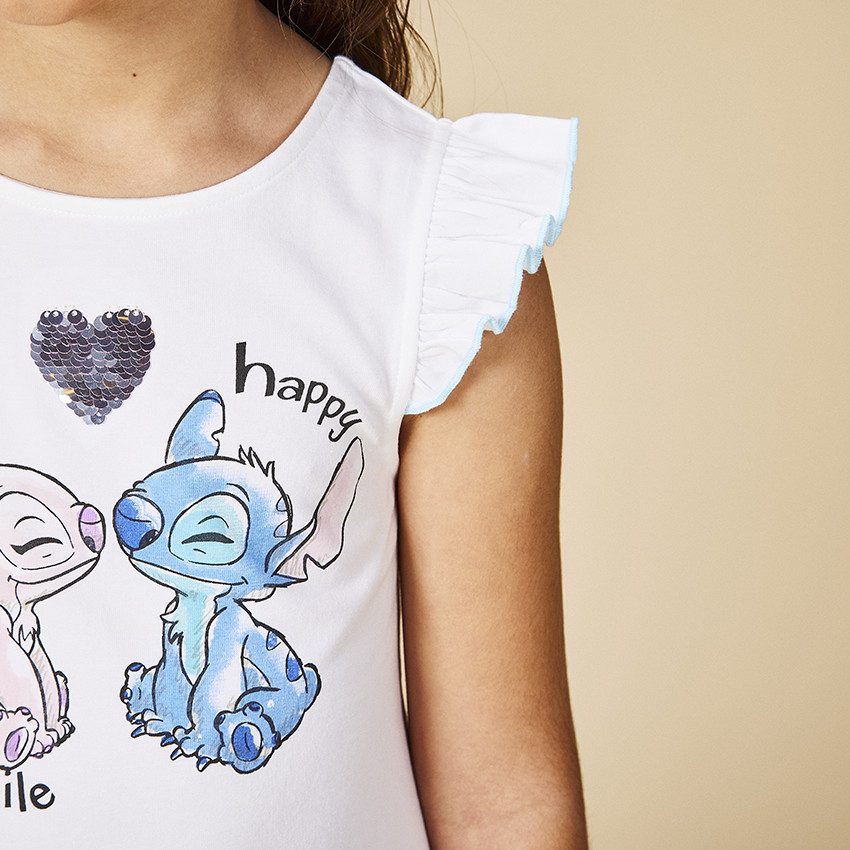 Vestido efecto 2 en 1 print Stitch & Angel Disney para niña 