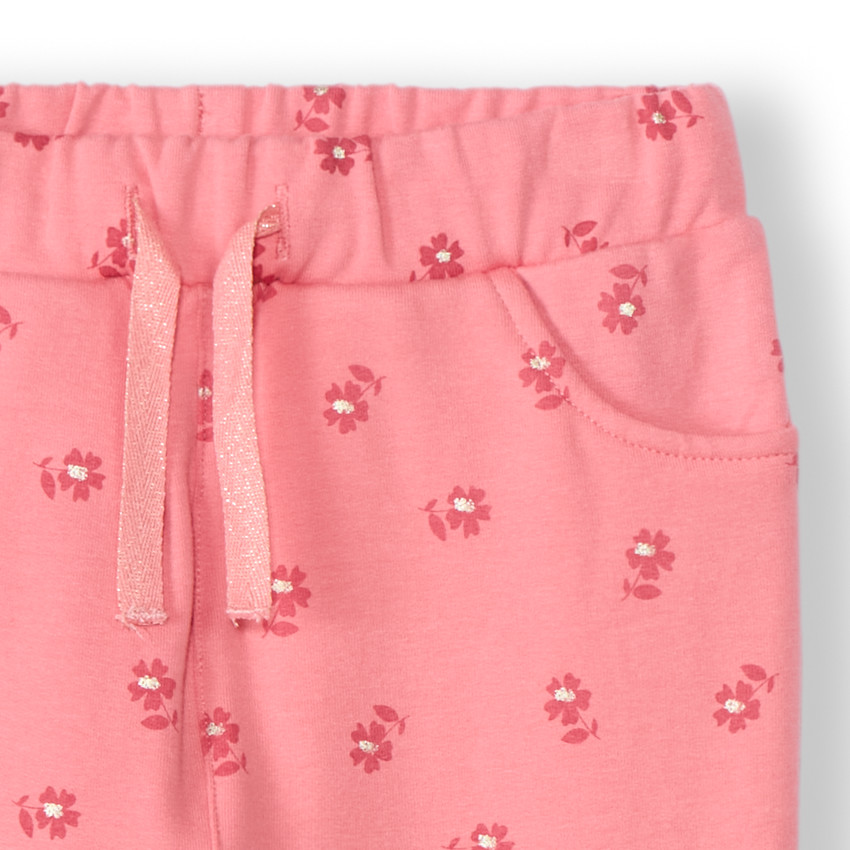 Pantalón jogging de felpa con estampado de flores para bebé niña 