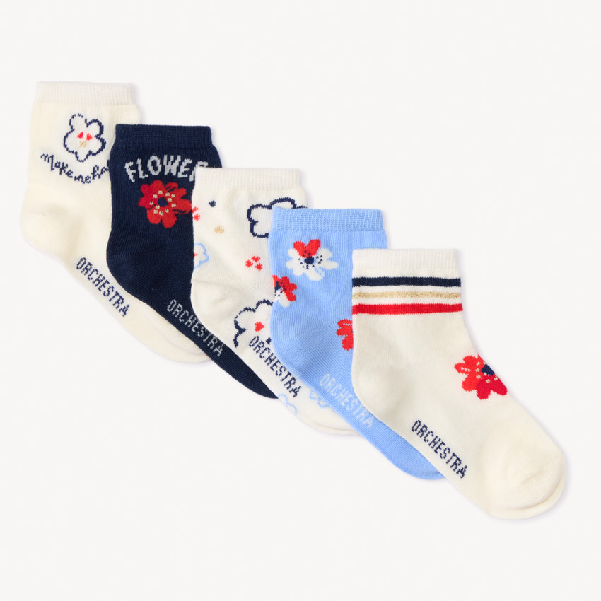 Lot de 5 paires de chaussettes motifs fleur pour fille 