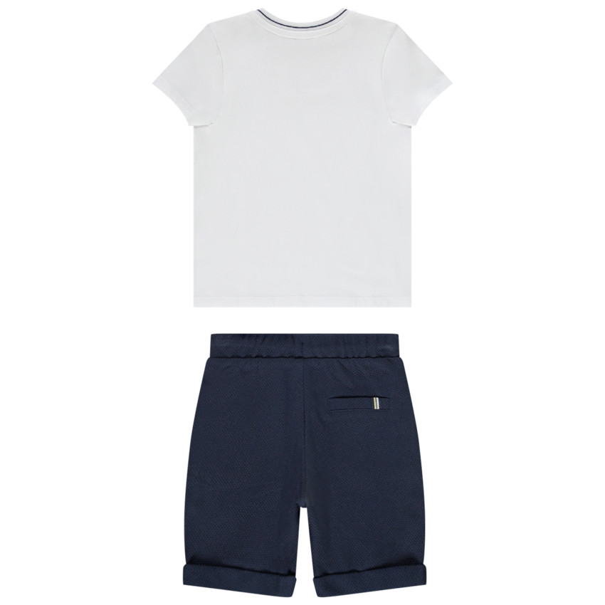 Ensemble 2 pièces t-shirt print vélo + bermuda en nid d'abeille pour bébé garçon 