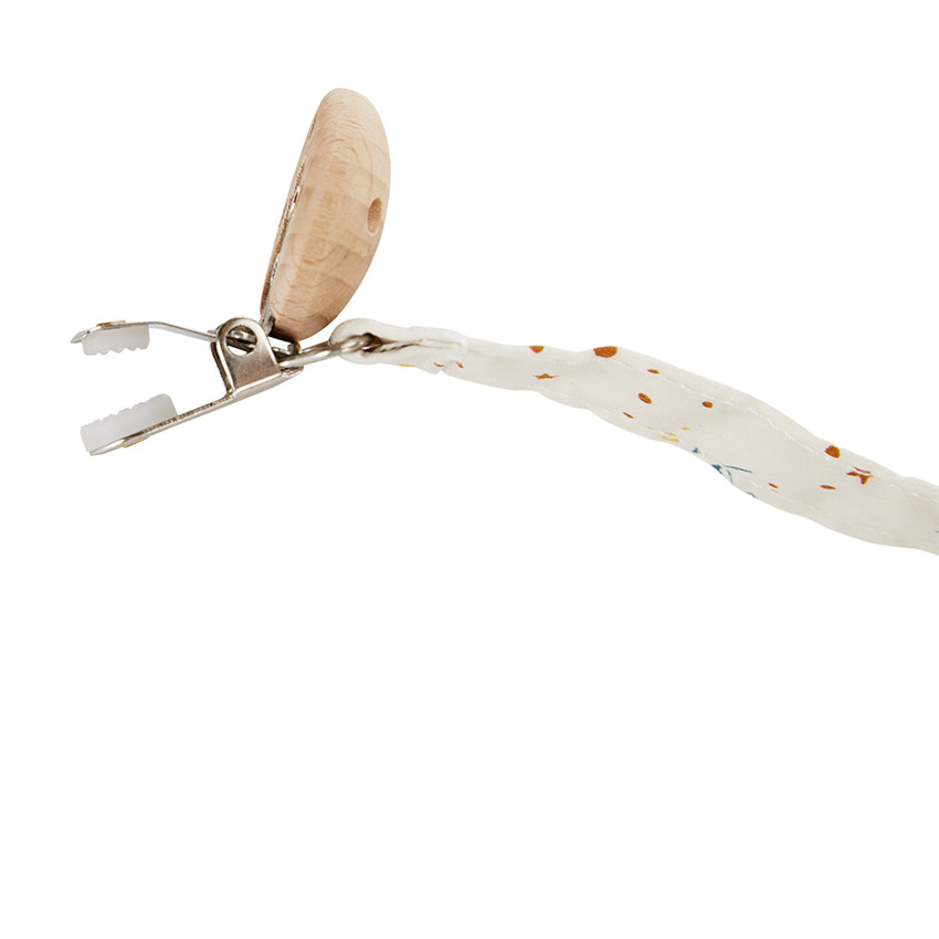 Sujetachupetes de madera con clip Flores 
