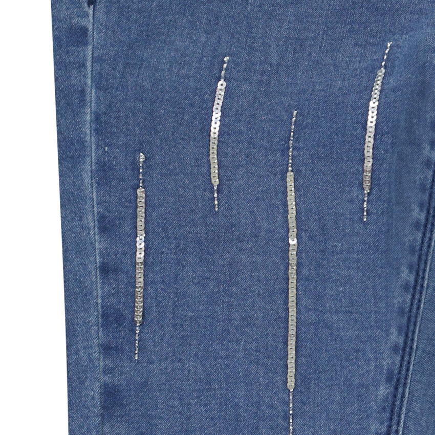Jean skinny taille haute avec détails en sequins pour fille Main Jean skinny taille haute avec détails en sequins pour fille