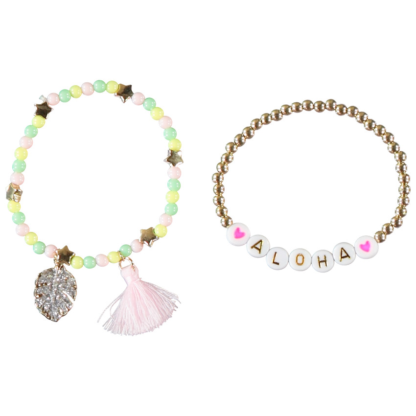 Lote de 2 pulseras de perlas para niña 