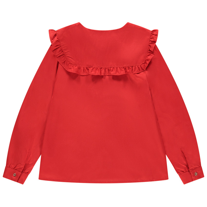 Chemise manches longues à col fantaisie rouge 