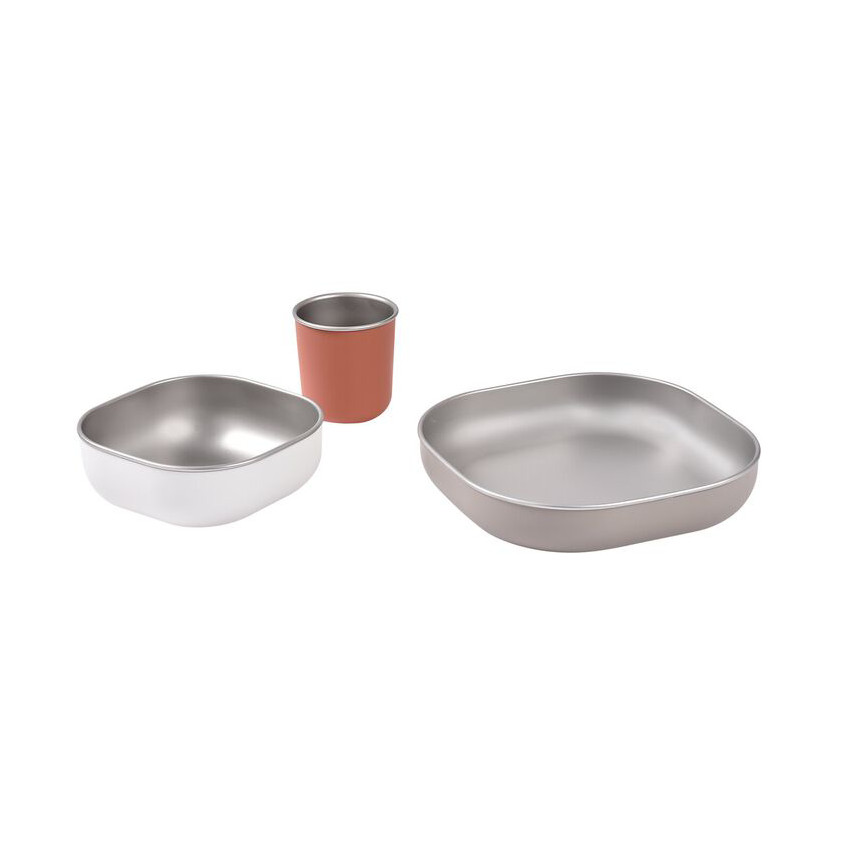 Coffret repas en inox 3 pièces terracotta 