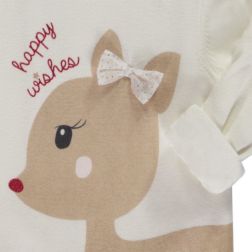 Jersey de punto de terciopelo con estampado de ciervo para bebé niña 