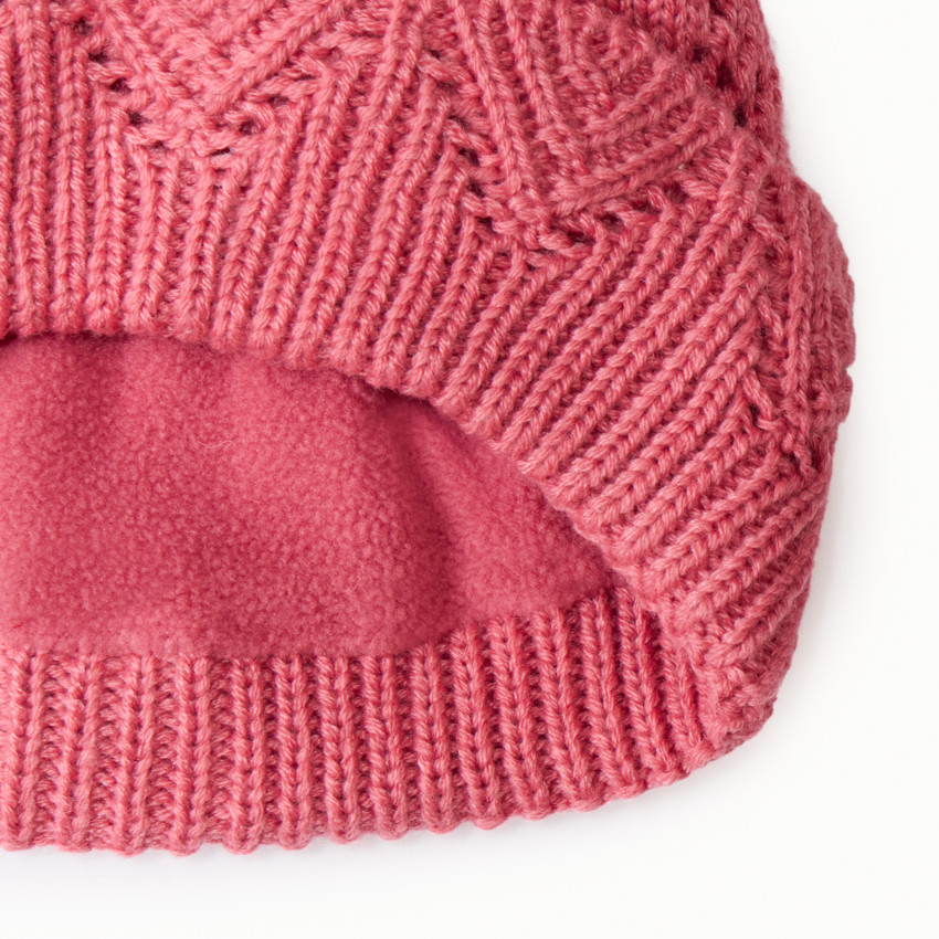 Bonnet à pompon en tricot ajouré pour bébé fille 