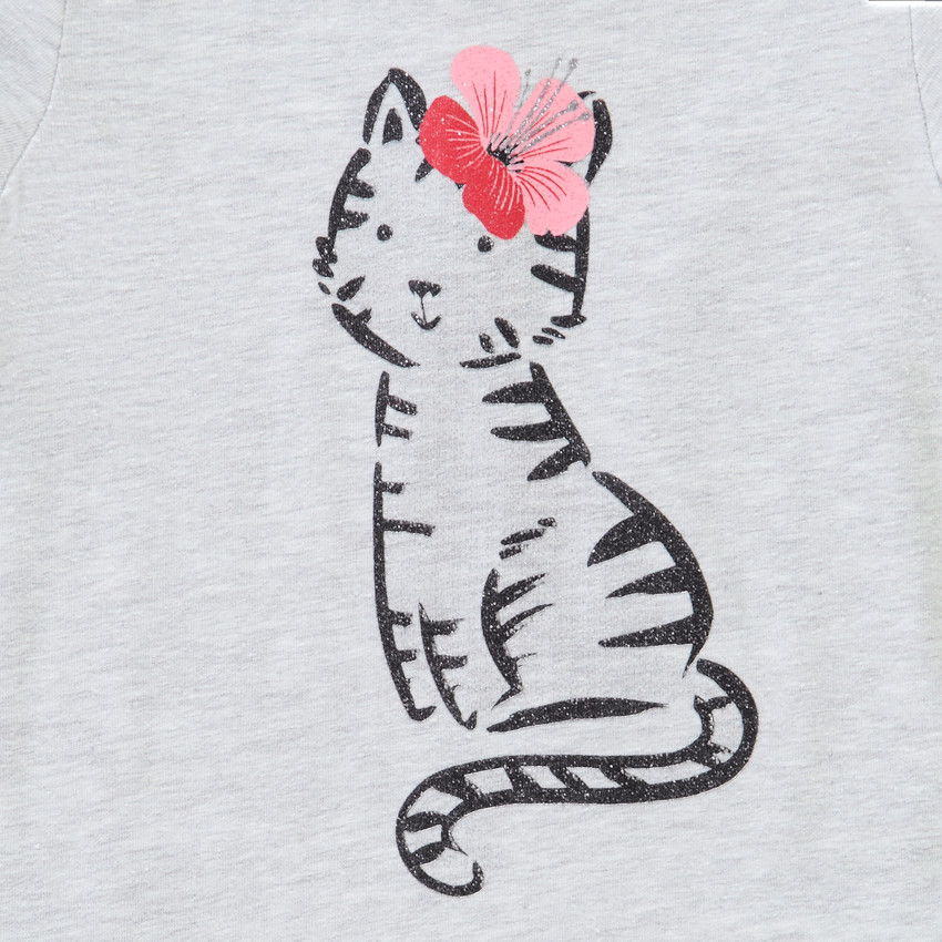 Ensemble 3 pièces gilet sans manches + tunique print chat + caleçon pour bébé fille Main Ensemble 3 pièces gilet sans manches + tunique print chat + caleçon pour bébé fille