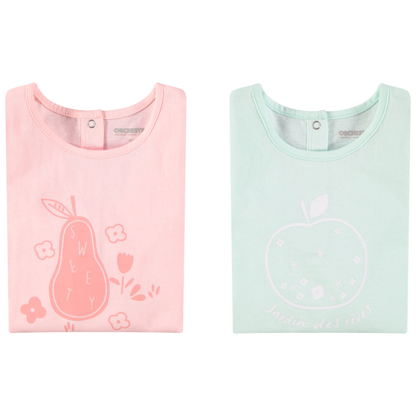 Pack de 2 pijamas de 2 piezas de jersey para bebé niña 