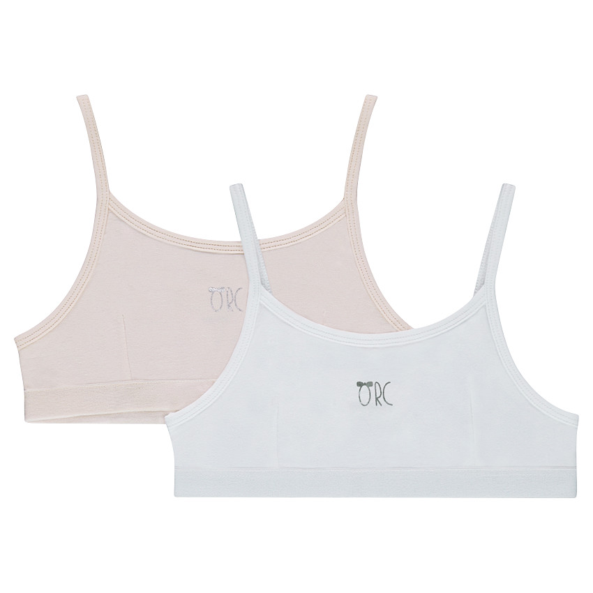 Júnior - Juego de 2 sujetadores deportivos lisos de algodón 
