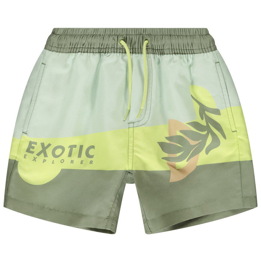 Bañador efecto colorblock con estampado para niño 