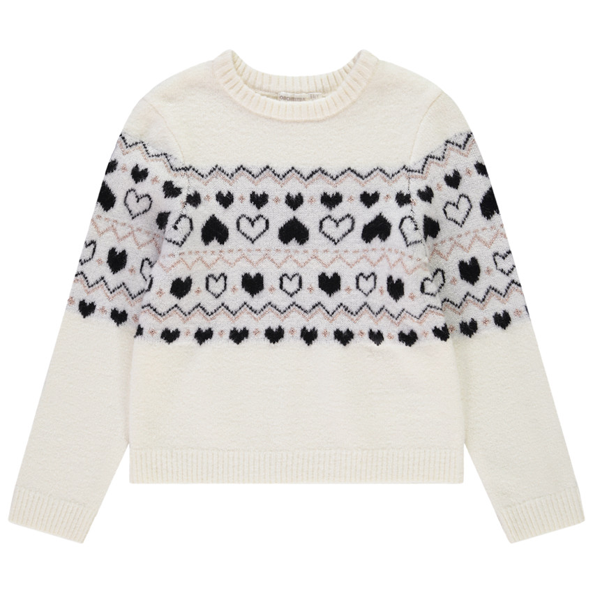 Jersey de punto forrado de terciopelo con estampado de montaña para niña 