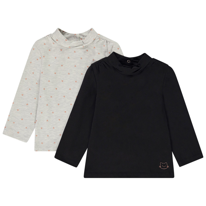 Pack de 2 peleles de fantasía con cuello alto para bebé niña 