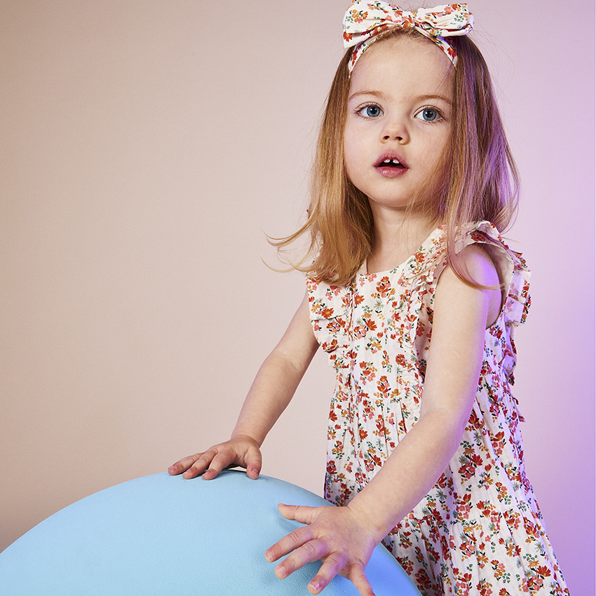 Diadema con nudo impreso de flores para bebé niña 