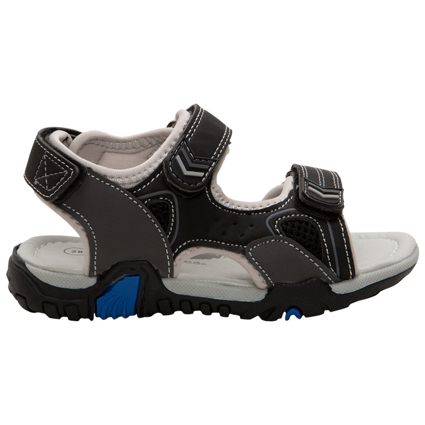 Sandalias con velcro y juego de pespuntes 