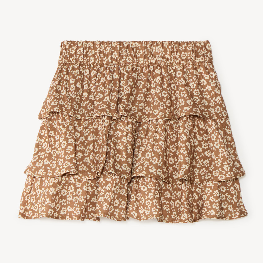 Falda de niña con volantes y estampado floral 
