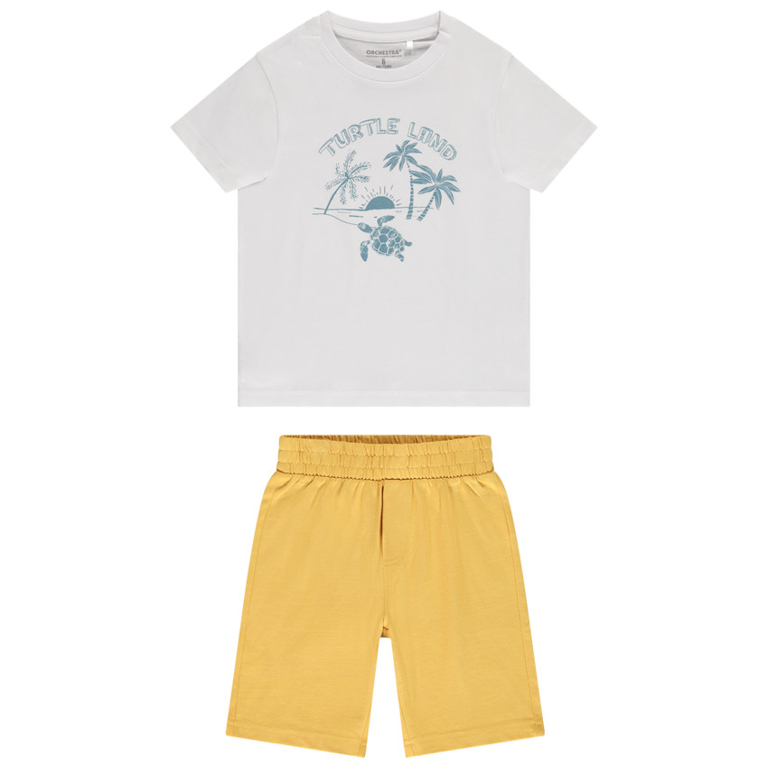 Conjunto corto de 2 piezas con estampado de fantasía para niño 