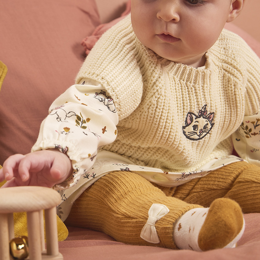 Conjunto 3 piezas con vestido estampado de Marie Disney para bebé niña 