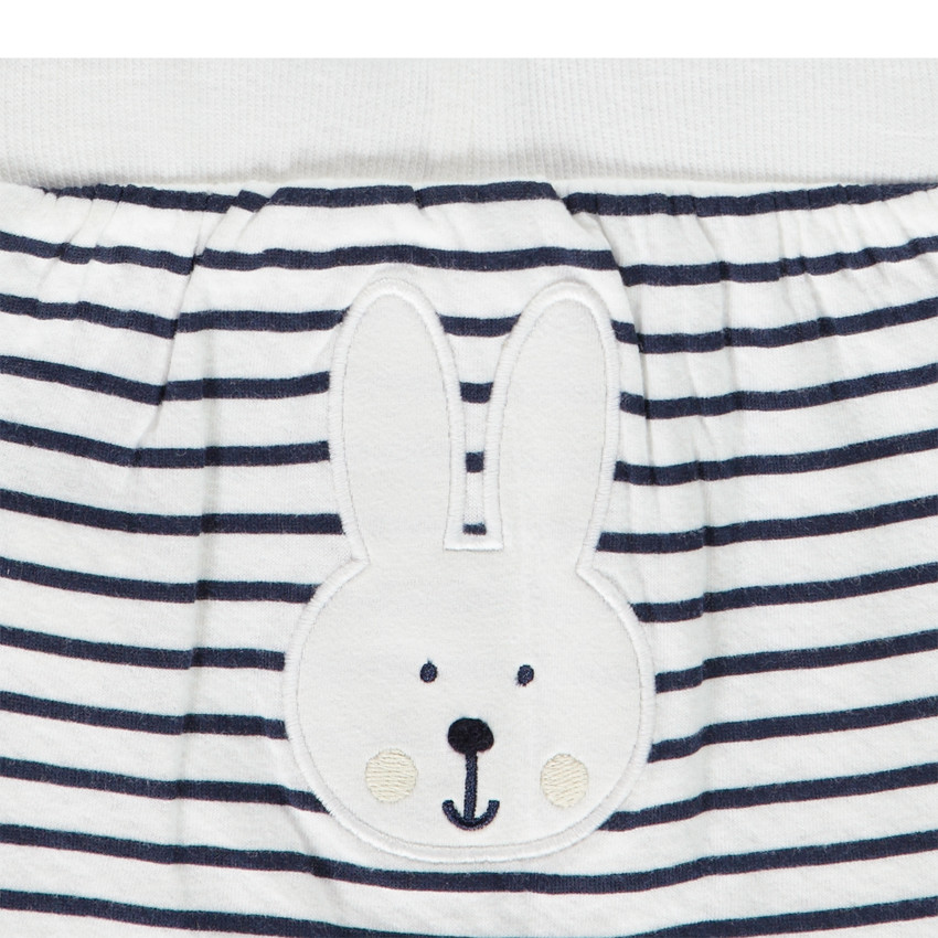 Conjunto de 2 piezas para bebé niño con rayas y diseño de conejo 