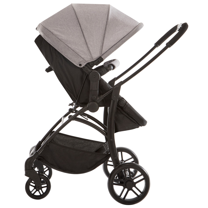 Carro trio combinado con silla de coche y capazo jaspeado/gris 