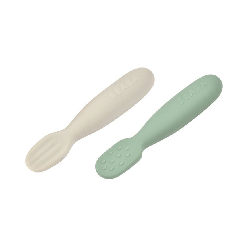 Lot de 2 pré-cuillères en silicone sage green/velvet grey 