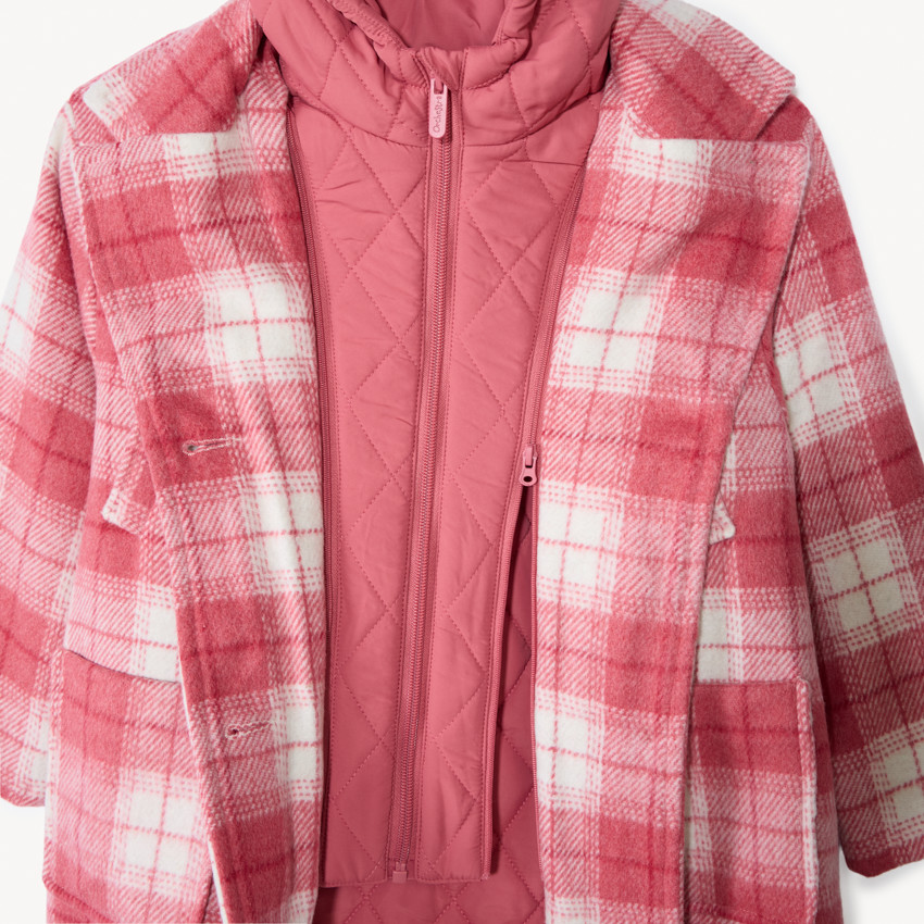 Abrigo evolutivo de paño de lana a cuadros para niña 