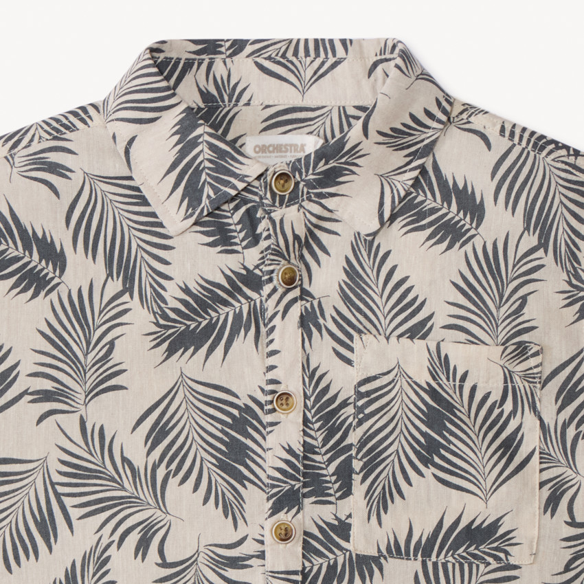 Camisa de manga corta con estampado de hojas para niño 