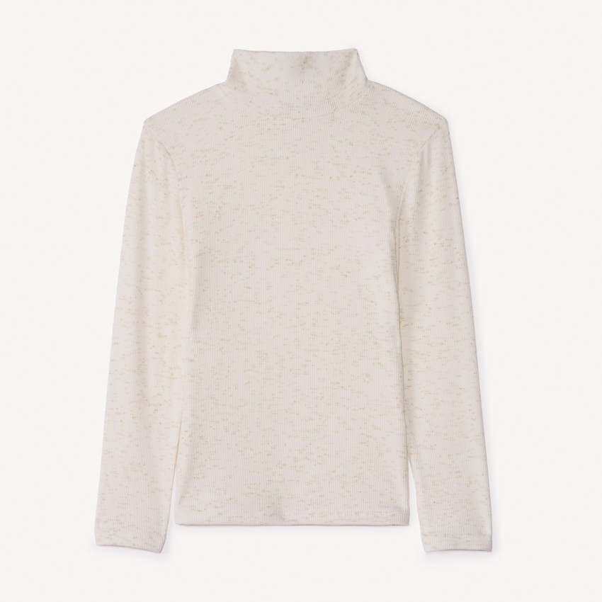 Pelele brillante efecto acanalado con cuello chimenea para niña 