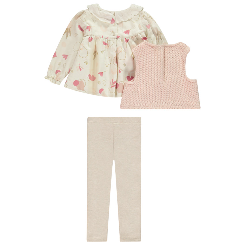 Conjunto de blusa sin mangas y legging liso para bebé niña 