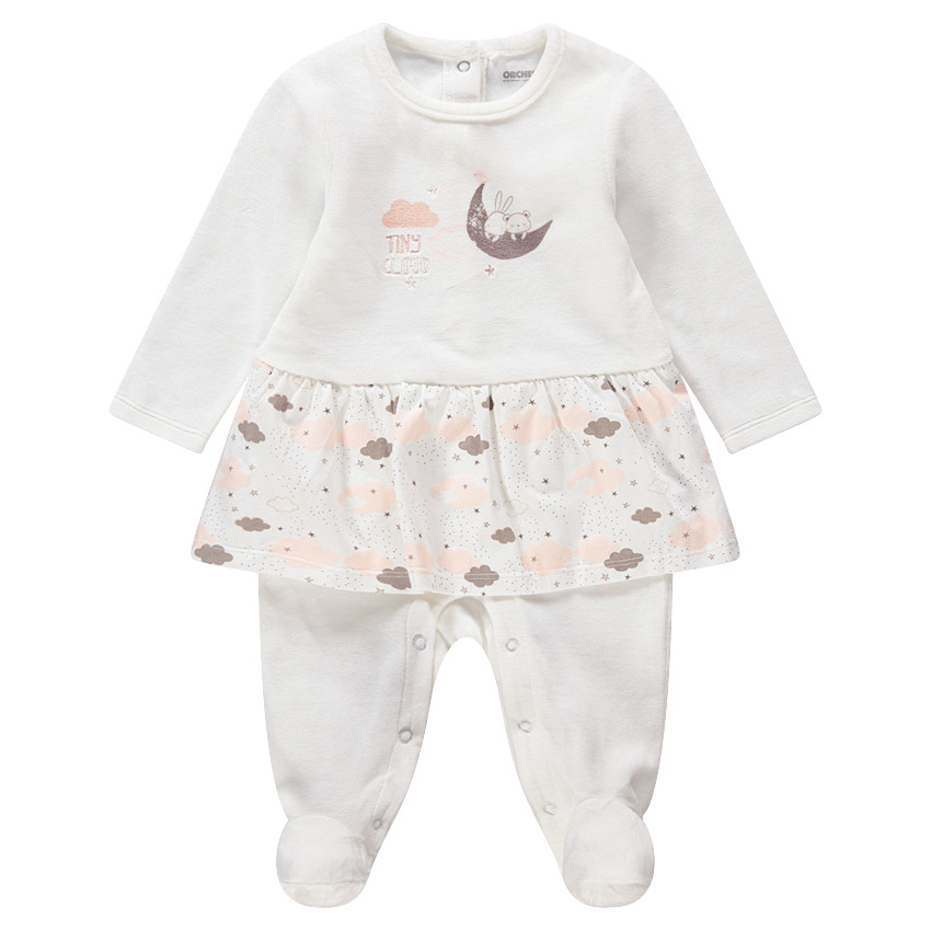 Dors-bien en velours avec volant imprimé 