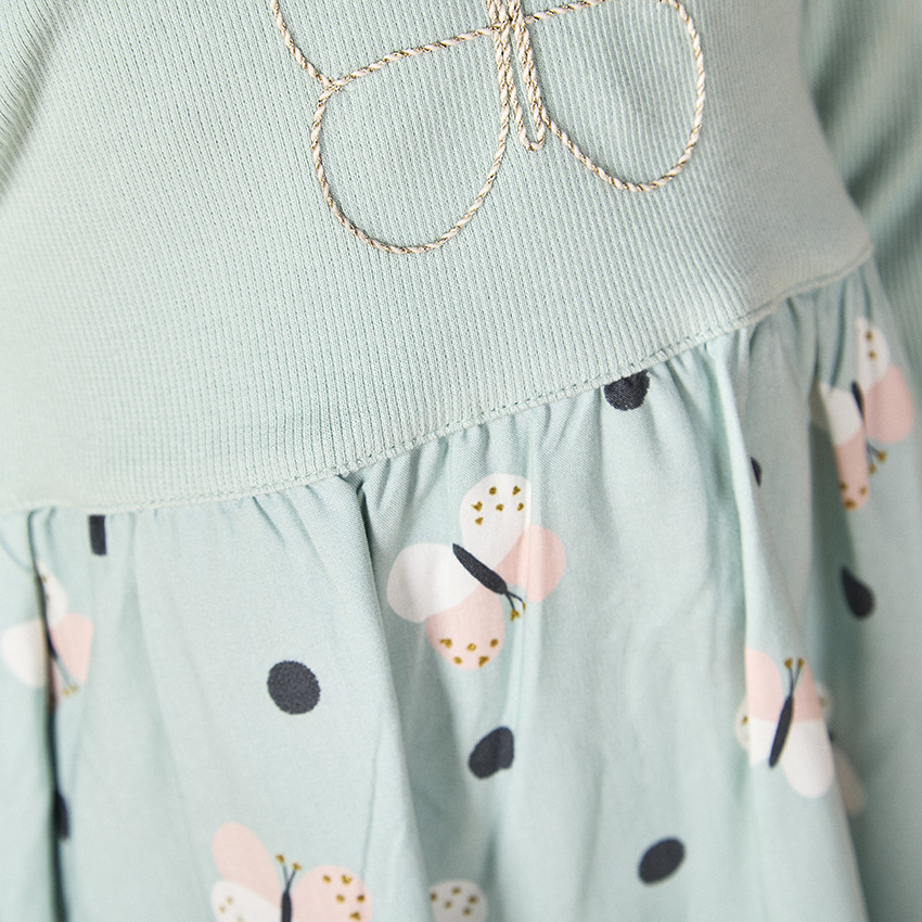 Vestido efecto 2 en 1 con estampado de mariposas para bebé niña 