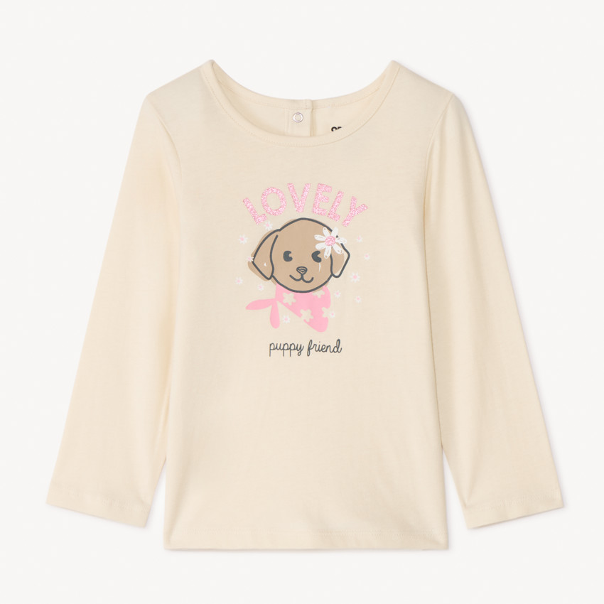 Camiseta de manga larga con print brillante para niña bebé 