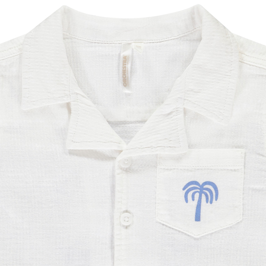 Camisa de manga corta estampada con cuello cubano para bebé niño 