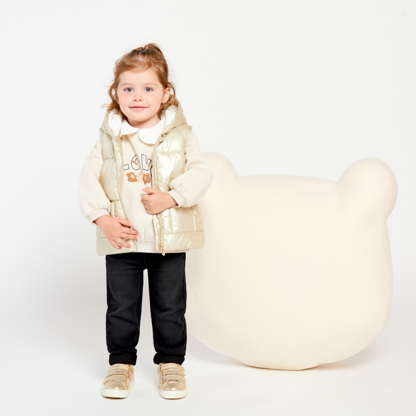 Doudoune sans manches à capuche ludique pour bébé fille 