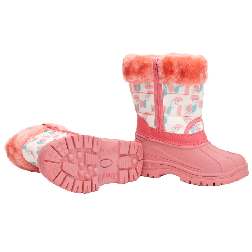 Botas de esquí con cremallera y estampado con pelo sintético para bebé niña 