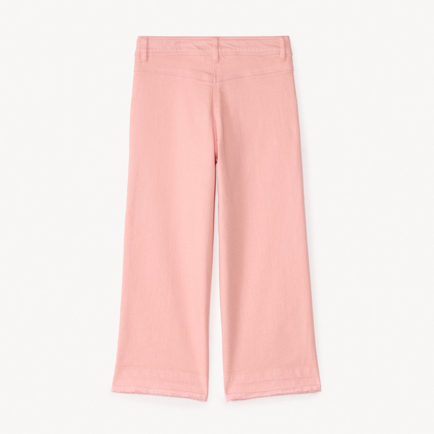 Jean ancho liso con botones de imitación de cuerno para niña 