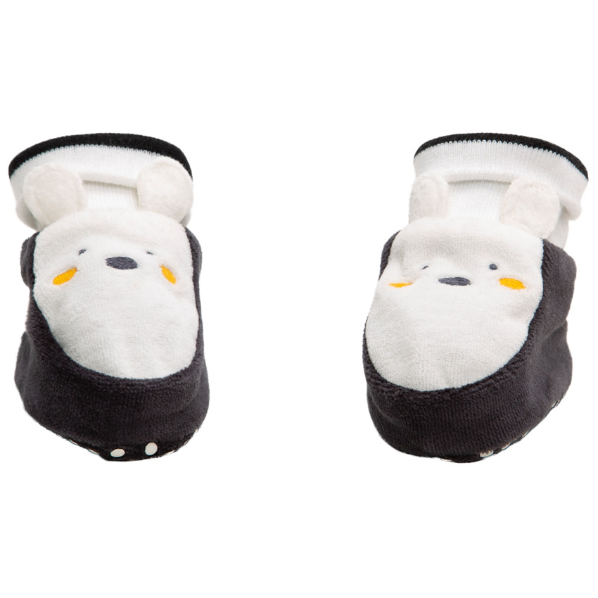 Patucos de terciopelo con forma de osito con orejas de relieve 