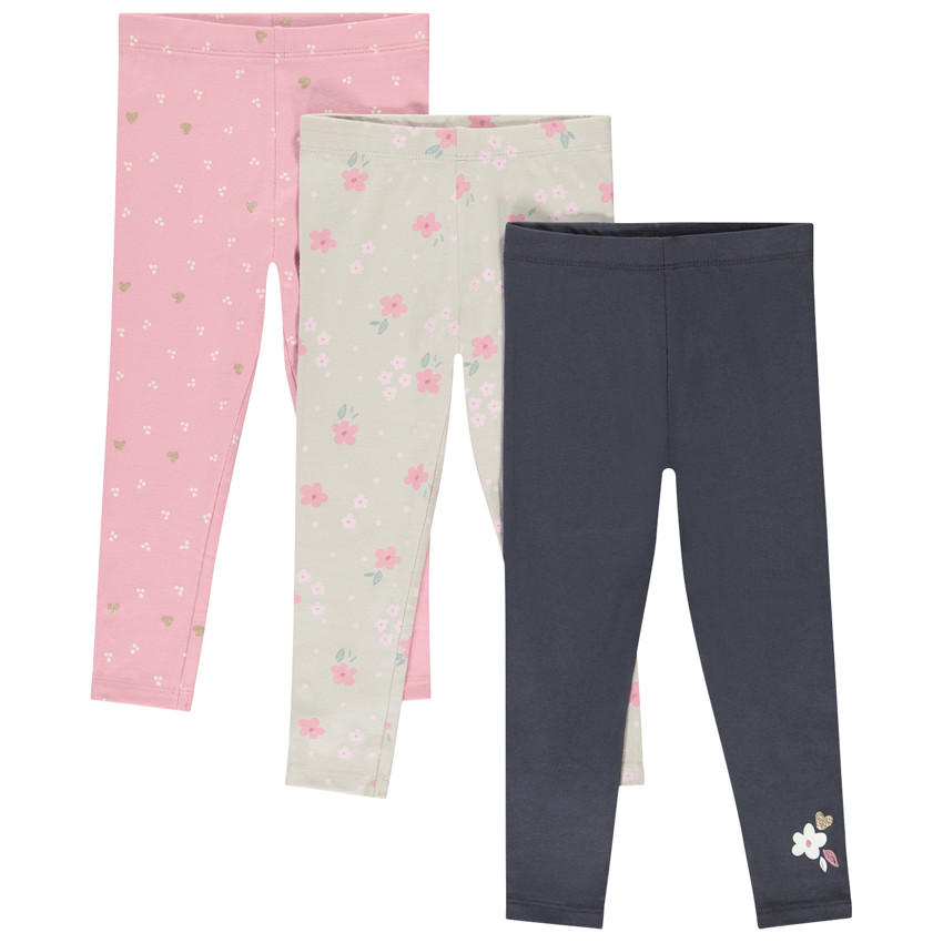Pack de 3 leggings de fantasía en jersey para bebé niña 