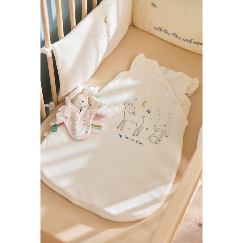 Saquito de dormir sin mangas TOG 3 en terciopelo 18-36M Little Deer crudo 