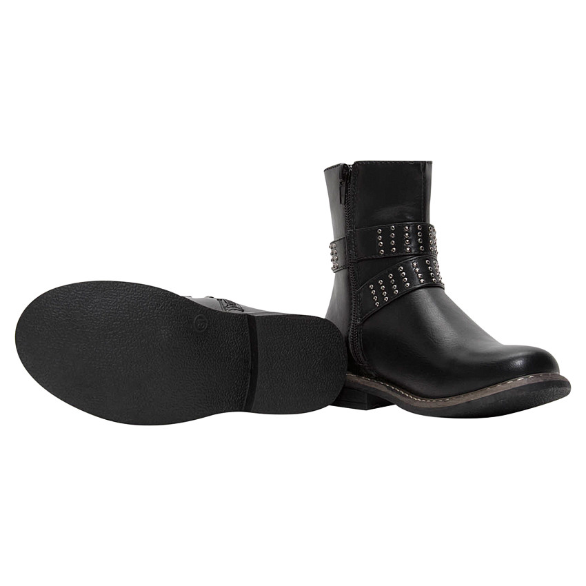 Medias botas de cuero de imitación con abertura con cremallera y tachuelas de fantasía  Additional Medias botas de cuero de imitación con abertura con cremallera y tachuelas de fantasía