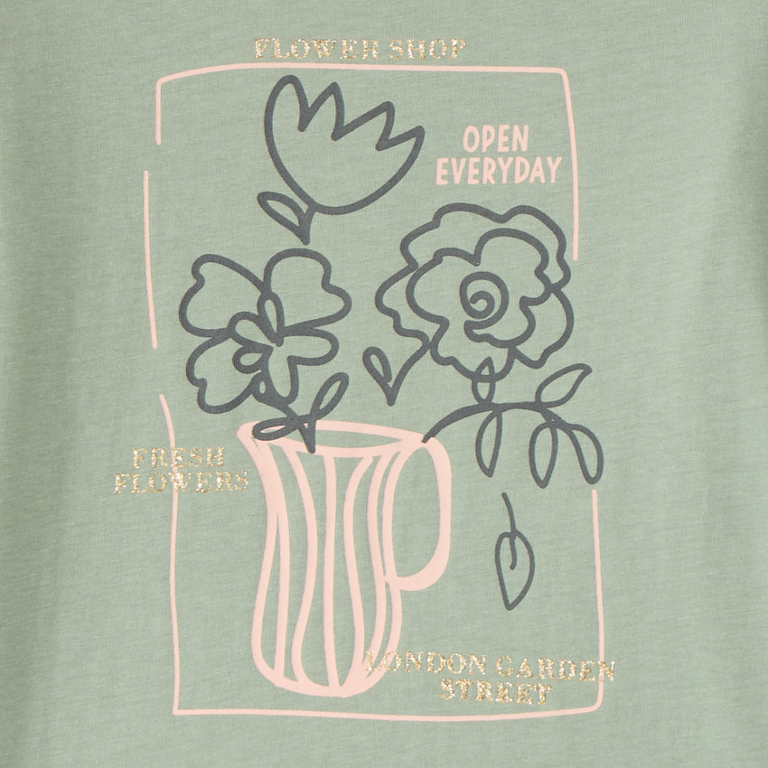 Camiseta de manga larga con estampado brillante niña. 
