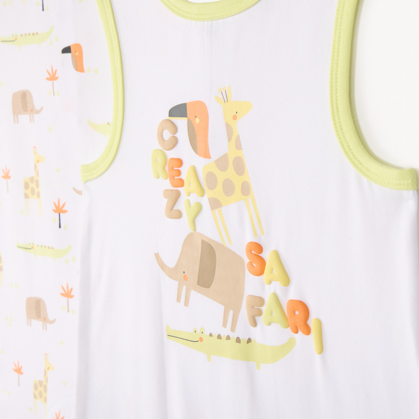Lote de 2 monos cortos con estampado de safari para niño. 