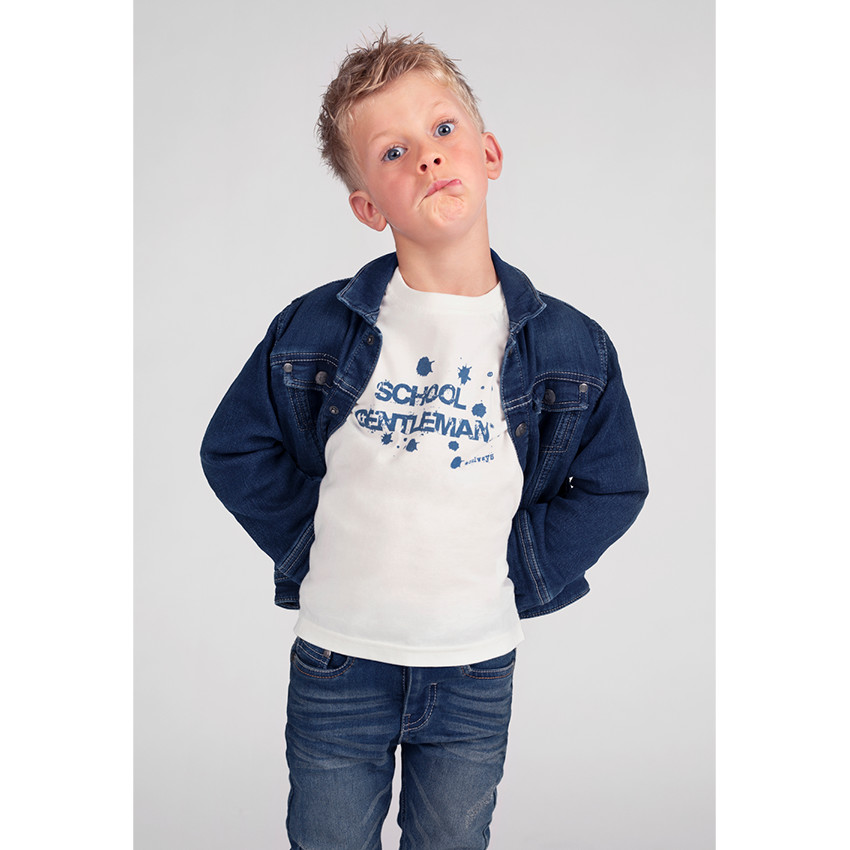 Camiseta de punto de manga larga con mensaje estampado 