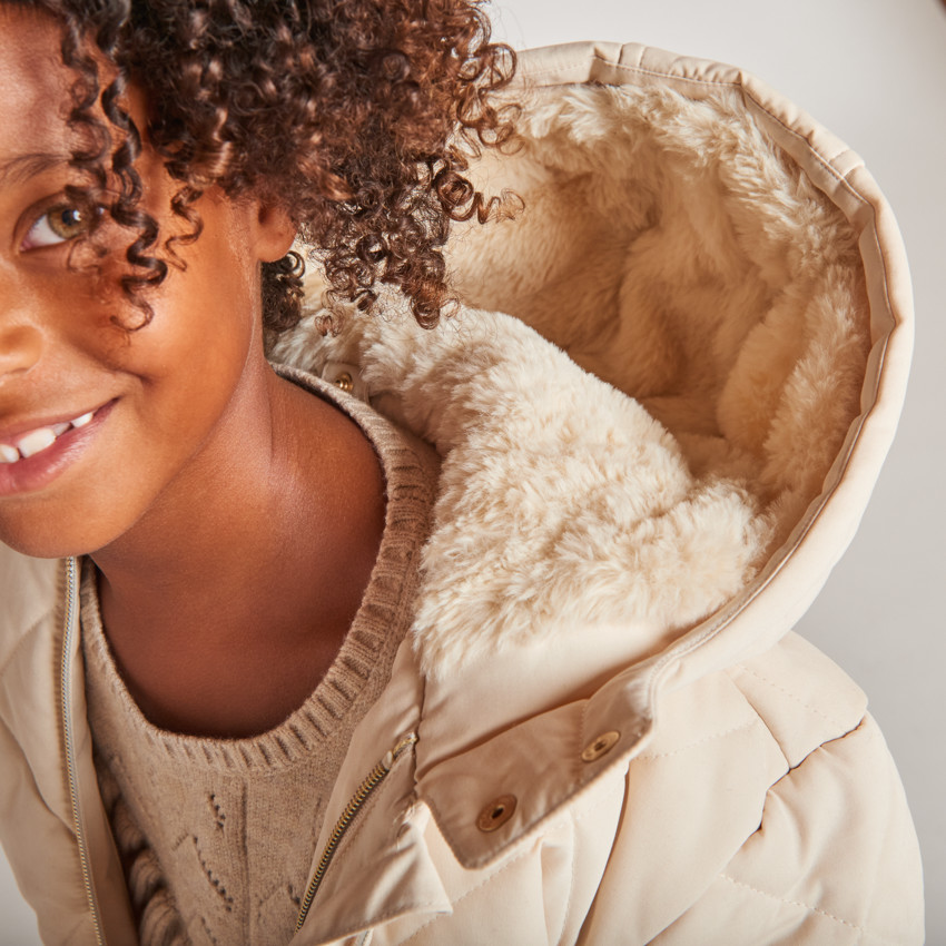 Chaqueta de twill y sherpa de manga larga + chaleco para niña 