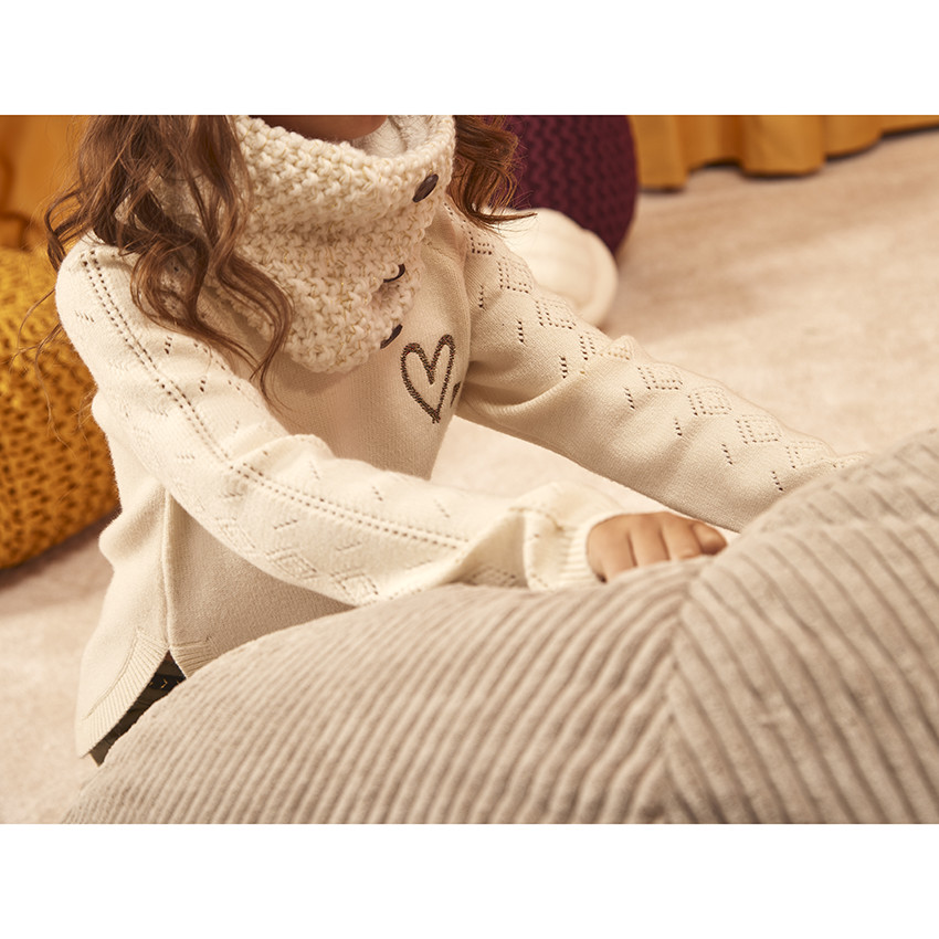 Conjunto de gorro y bufanda de punto forrados de sherpa para niña. 