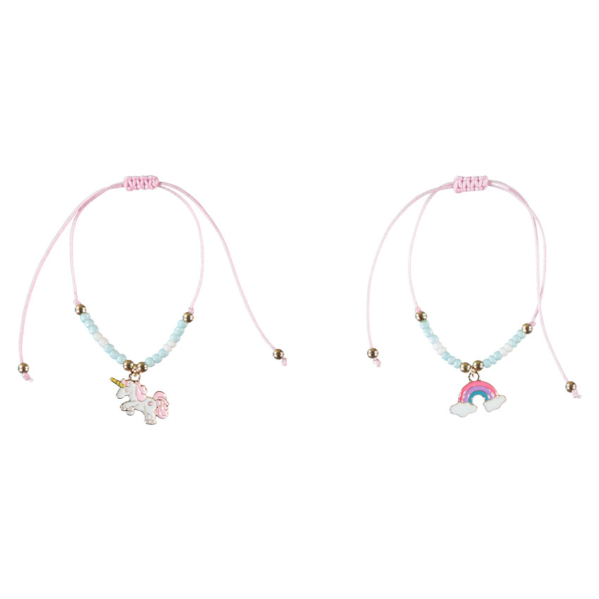 Lote de 2 pulseras con colgantes de fantasía para niña 