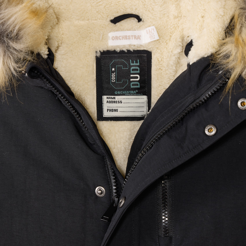 Parka con capucha y pelo sintético desmontable para niño 